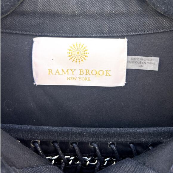 Ramy Brook | Landon Tweed Paneled Mixed Media Denim Jacket Size Large - Picture 3 of 8